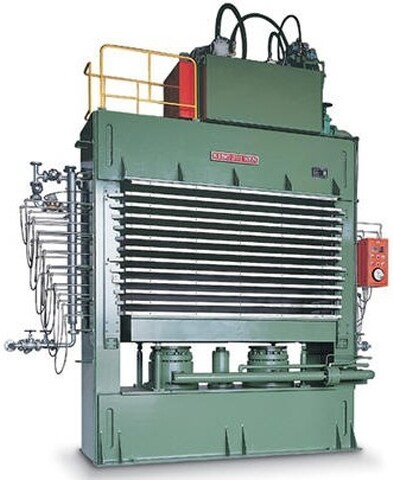 เครื่องอัดไม้แบบร้อน, เครื่องจักรไม้อัด