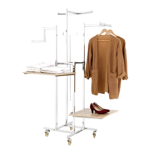 4 way metal cloth display rack, with casters or foots