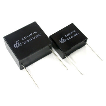 Motor Run Capacitor with Rectangular Plastic Case and Tinned Copper Wire