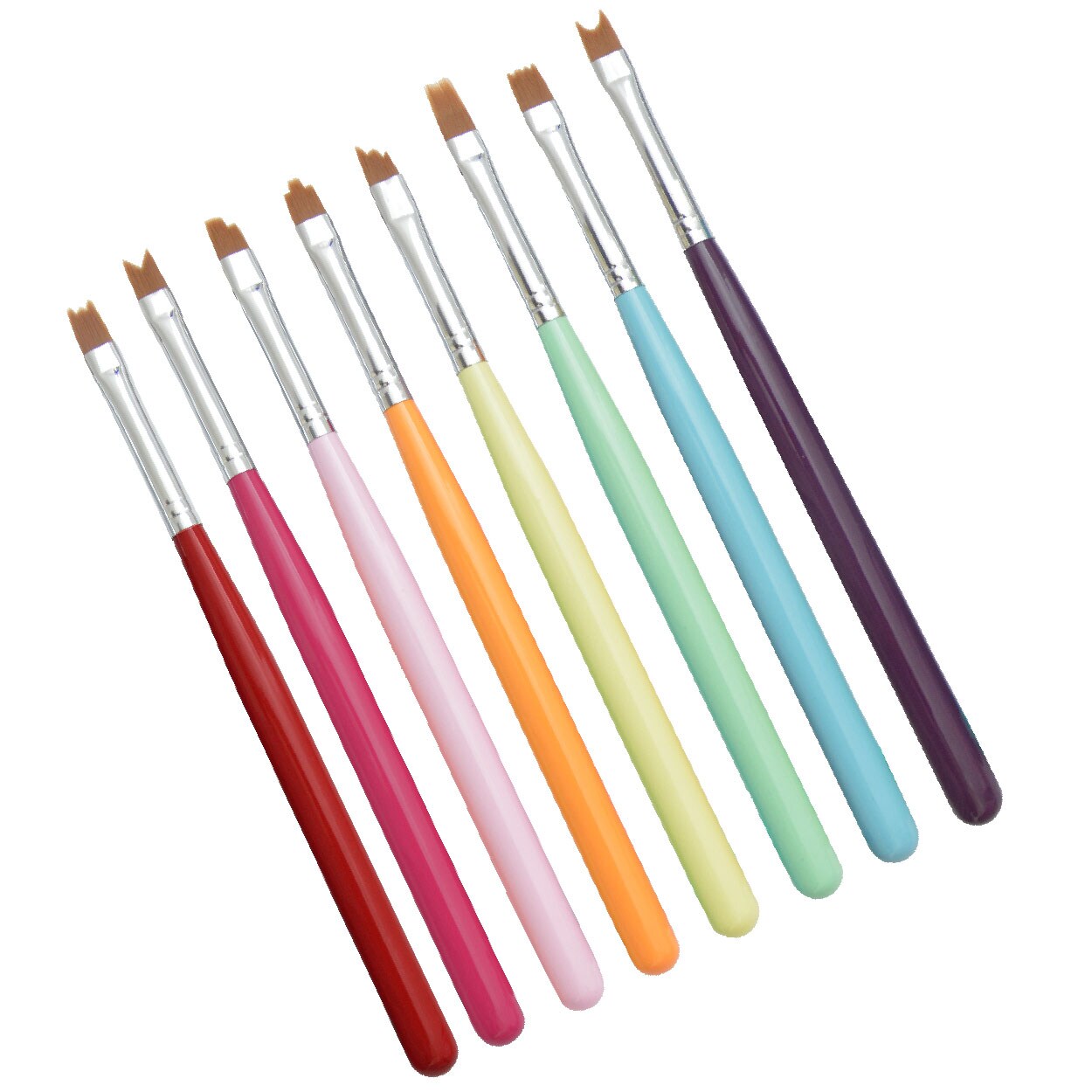 8pcs nail art brush set with special shaped design and nylon