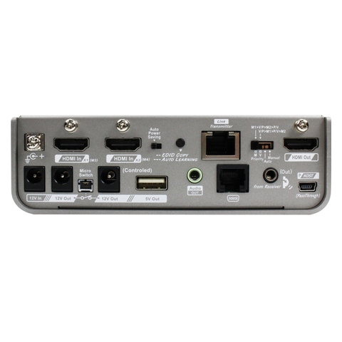 4K Table Box Multi-Format HDBaseT Video Extender Transmitter with 6 Ports  Switch, HDMI, DisplayPort, VGA, Audio, GUI, IR, Serial, 100M