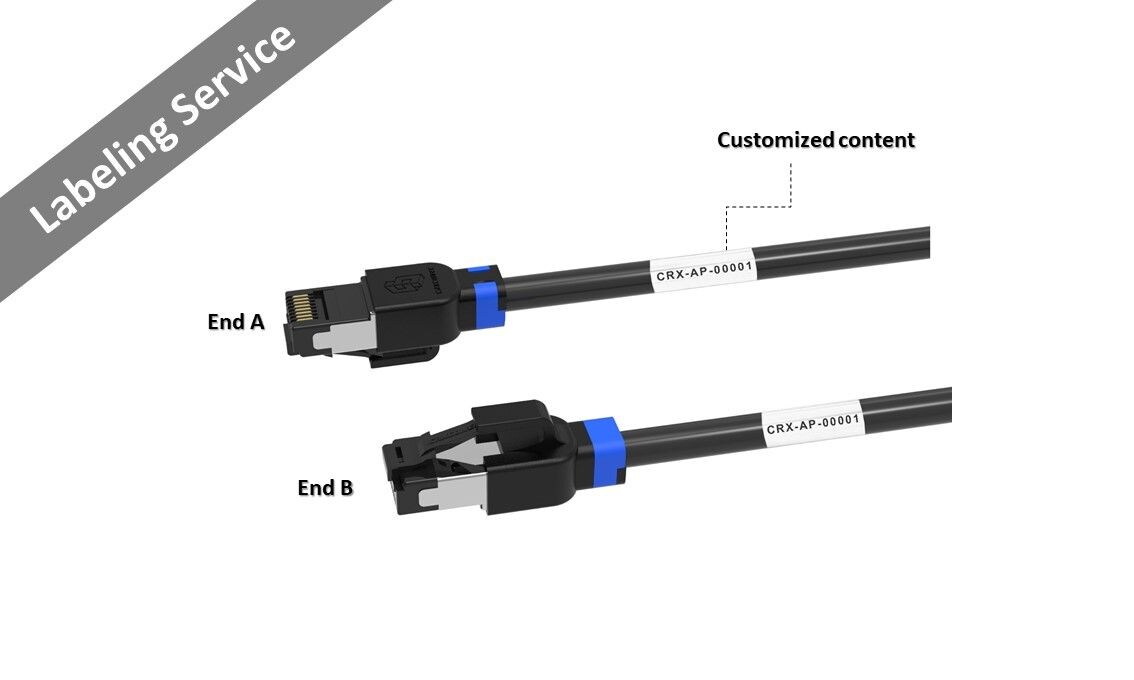 Wir bieten dem Kunden auch den Etikettierungsservice an, um die Identifikation oder Nummer der Cat6-Jumper anzuzeigen, und dies reduziert den Etikettierungsaufwand während der Installation erheblich.