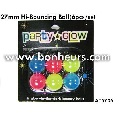 27MM GLOW IN THE DARK HI-BOUNCING BALL(6PCS/SET)