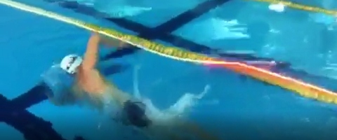 Swim pace training follow lights hang on channel rope