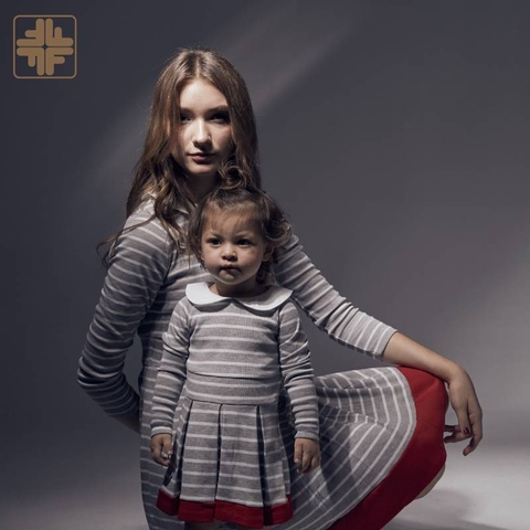 Family Matching Outfit Retro Boat Neck Stripe Dress