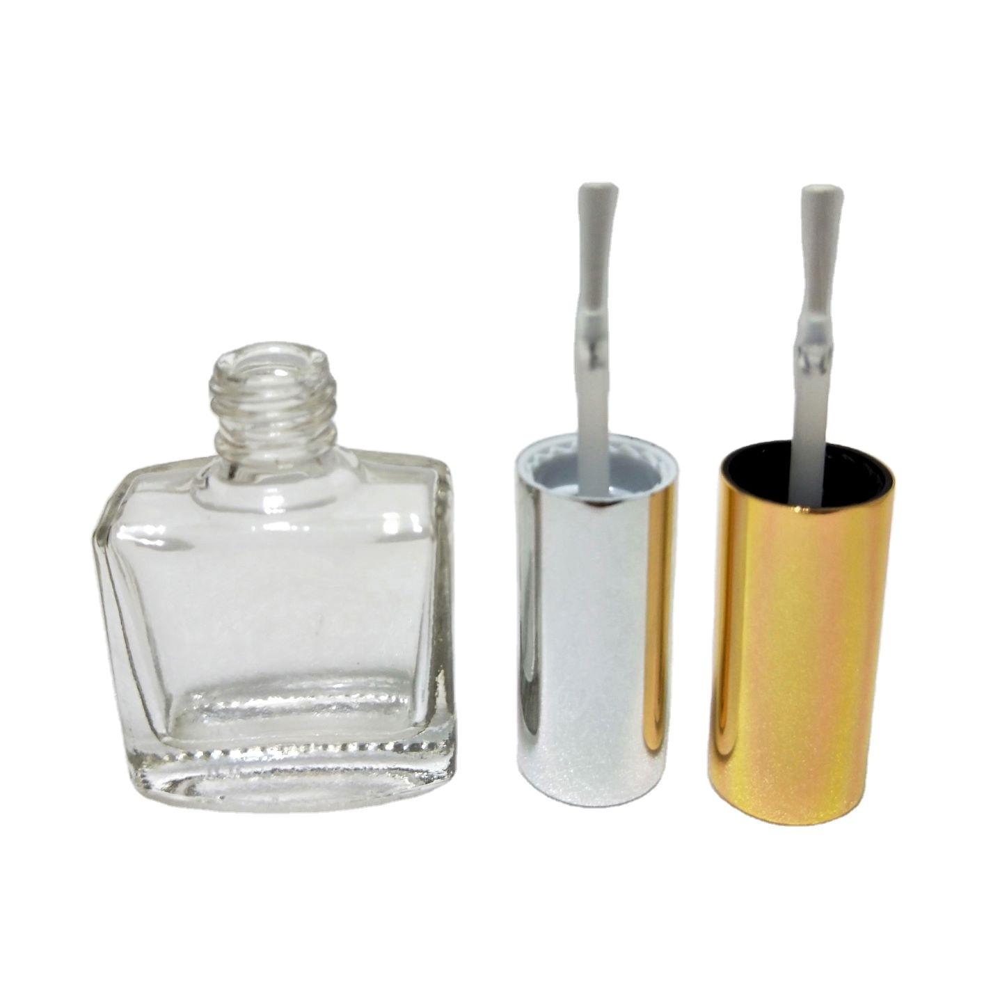 10ml Flat Square Clear Glass Bottle With Aluminum Cap | Taiwantrade.com