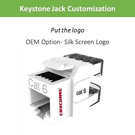 RJ45 Keystone Jack ponga sus pegatinas de logotipo
