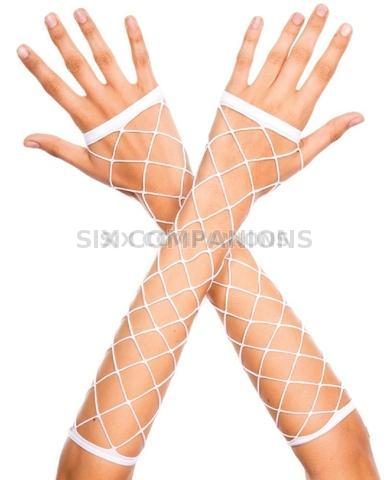 Big diamond net fingerless gloves