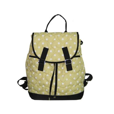 Front Flap Yellow and White Dots Hearts Backpack