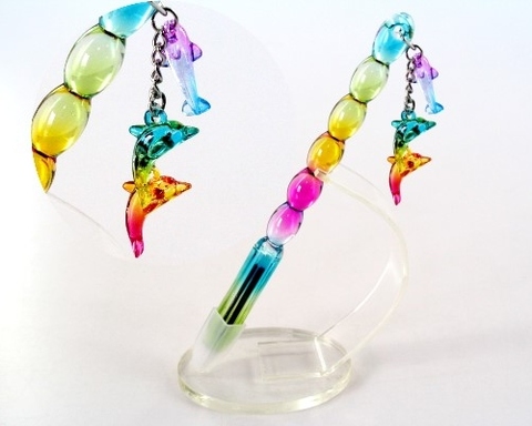 Glossy Rainbow Oval-shaped Pen (with charms)