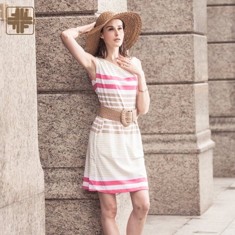 OEM Wholesale Summer Female Striped Sleeveless Casual Dress