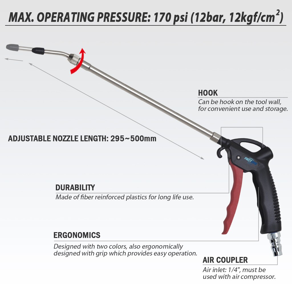 Firstinfo Air Duster Blow Gun With Adjustable Nozzle Range 295 500mm Taiwantrade Com