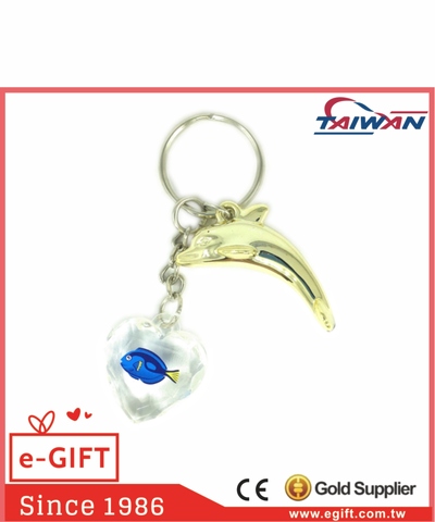 Acrylic Heart Dory Fish Dolphin Keychain