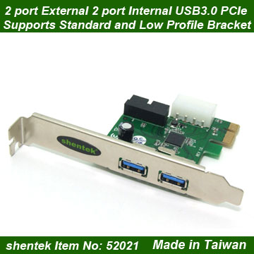 2 port external 2 port Internal USB3.0 USB 3.0 PCI e Express PCIe Card Standard Low Profile half high Bracket low full high speed superspeed NEC Win 8