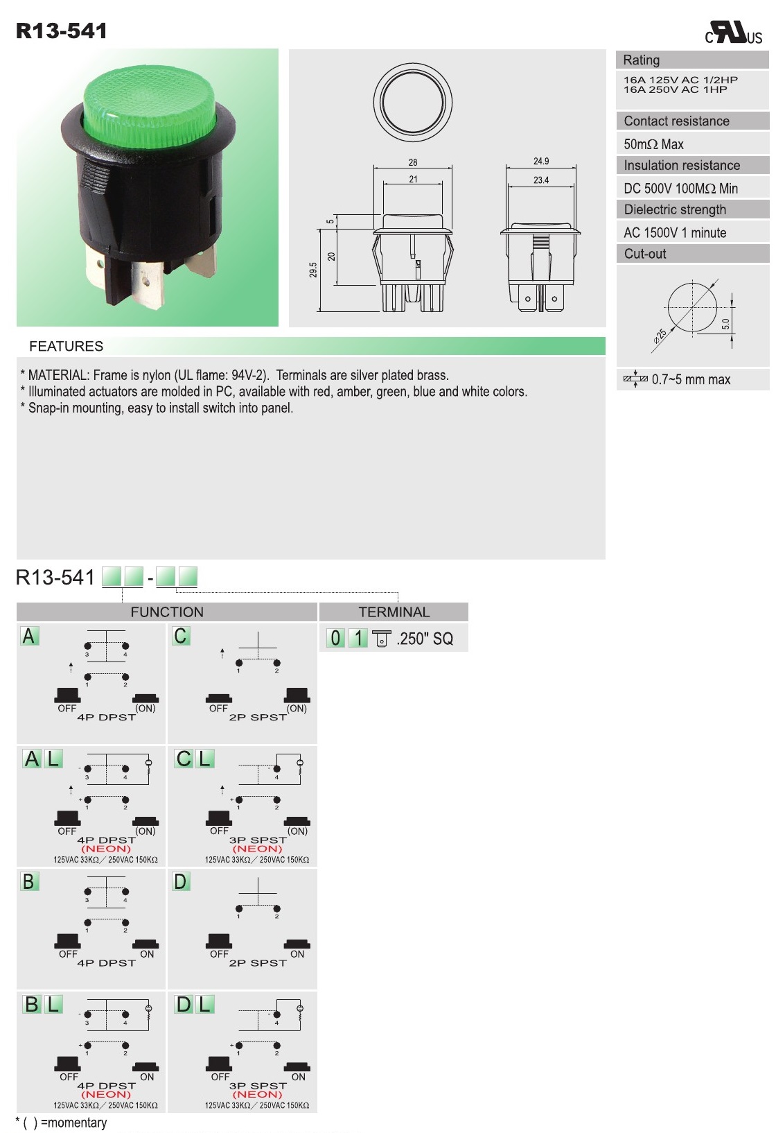 Push Switch AC SCI R13 541 Taiwantrade