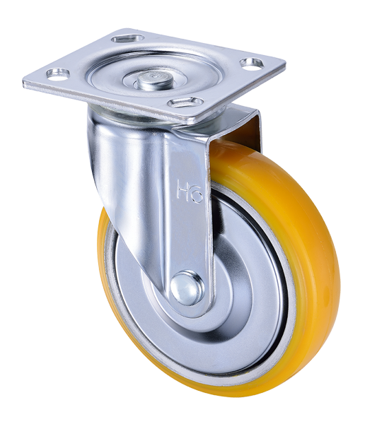 6 inch Aluminum Rim Yellow PU Plate Push Cart Caster Wheels ...