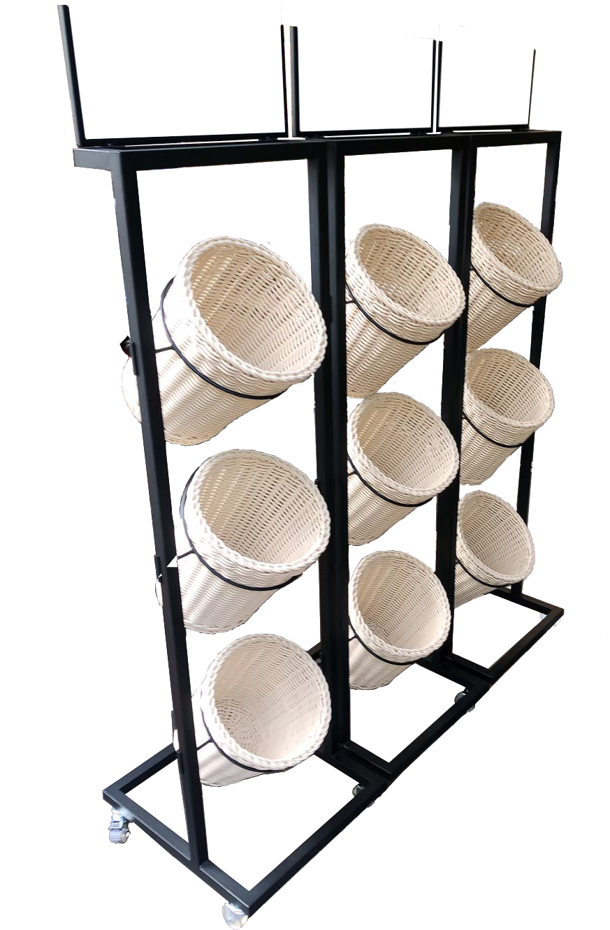 3Tier Floor Standing Rattan Basket Display Rack Taiwantrade