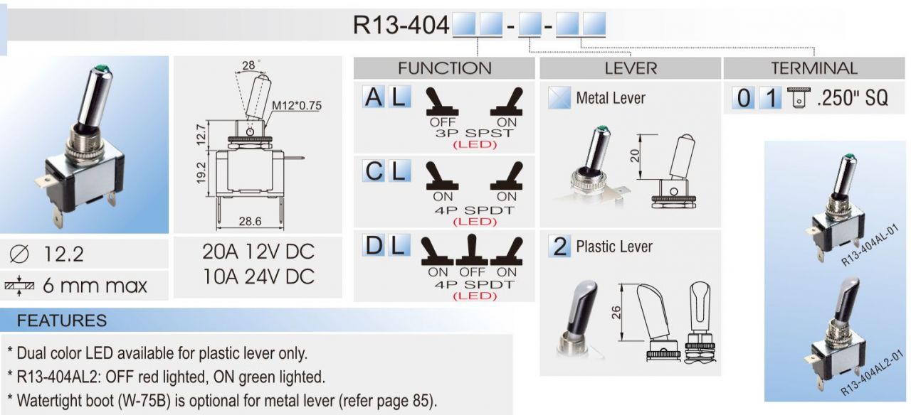 Toggle Switch DC SCI R13 404 Taiwantrade