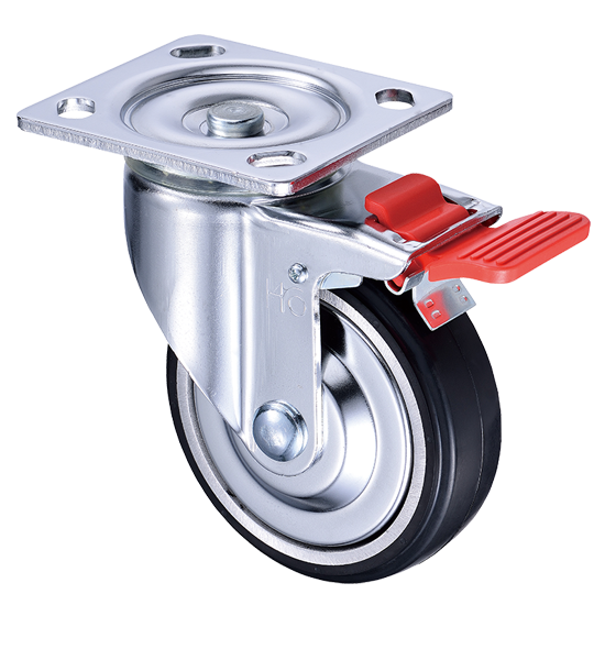 5 inch Cart Trolley Elastic Rubber Wheel with Stopper