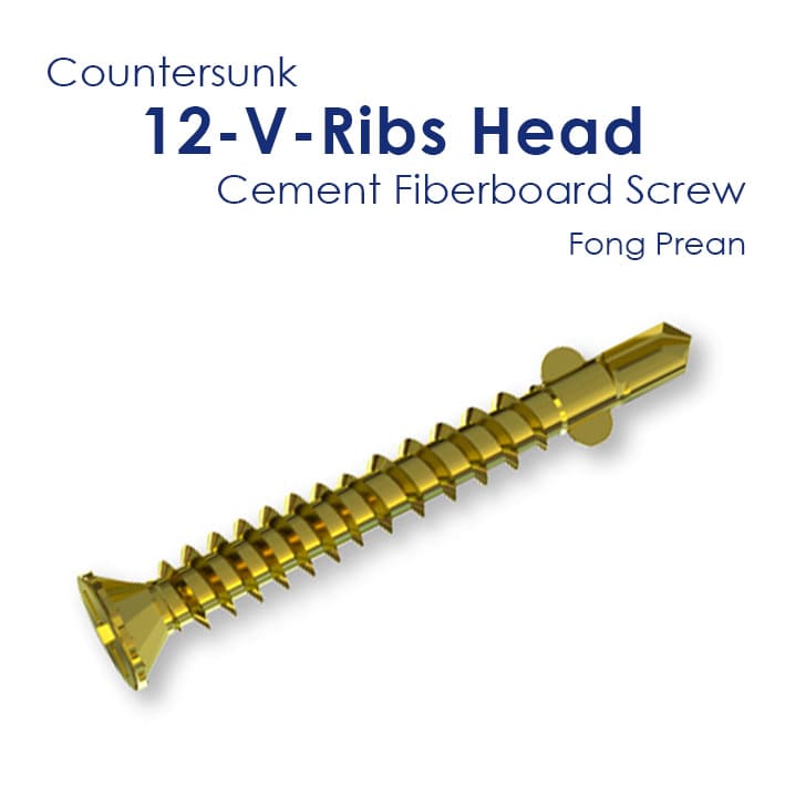 Fiber Cement Screw_Hardiebacker Screws_Patent Countersunk 12VRibs