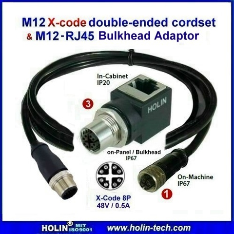 X-code M12 Industrial Ethernet Connector for PoE Switch