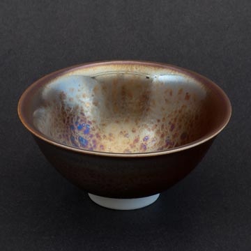 Obsidian Eye Glaze into gold _cup_ small