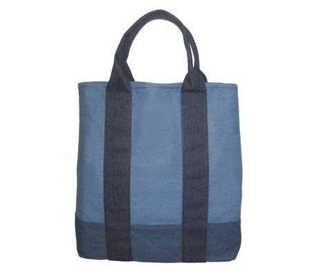 Two-Tone Denim Shopper Tote with Large Capacity Lightweight Design