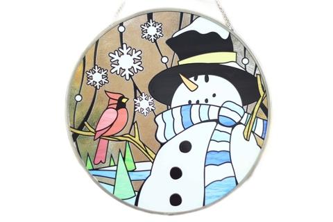 Snowman Stained Glass Suncatcher