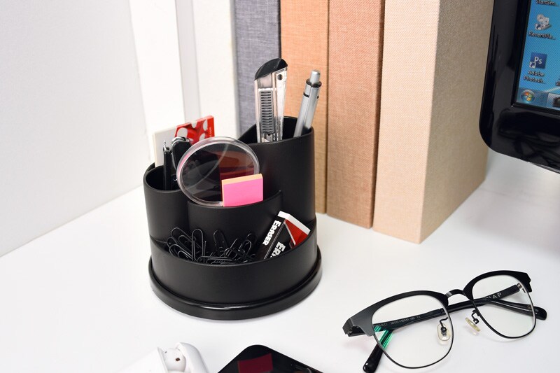 thumbnail image 2 of Desk Organizer Pen Holder - 5 Space Cartridge Stand For Pens & Markers Black 2 of 10