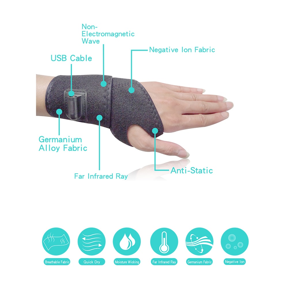 Heat Therapy Wrist Wrap, Electric Heating Pad Support, Far Infrared