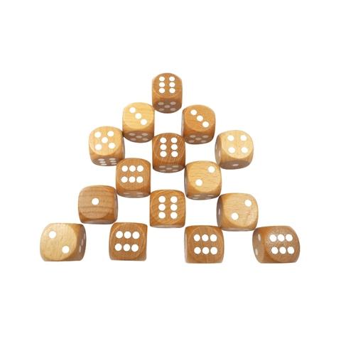 25mm white dot , nature color round corner wooden dice 