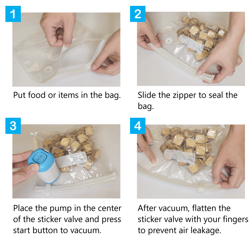 How to use vacuum sealer to seal vacuum food bag to keep food longer.