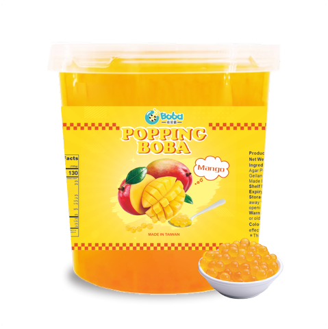 KEIFU Taiwan Mango Popping Boba Pearls Bursting Boba Juice Ball 3.2kg for Bubble Tea Shop