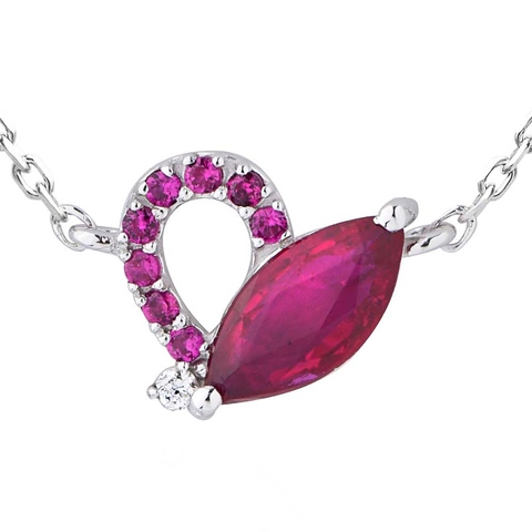 10K White Gold Ruby Necklace