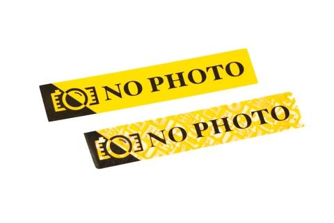 “No Photography” Tamper Proof Sticker, 75x15mm, Black Words and Yellow Background, 100pcs a Pack