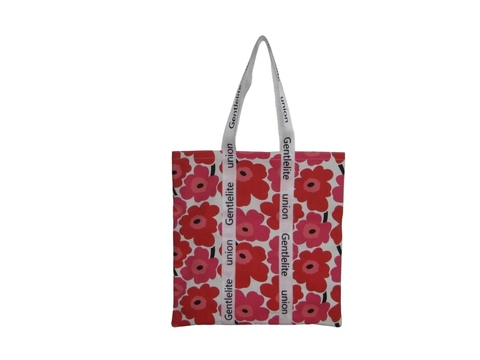 Printed Canvas Tote Bag for Women | Large Cotton Shoulder Bag | White and Red Flower Patterns | Perfect for Shopping