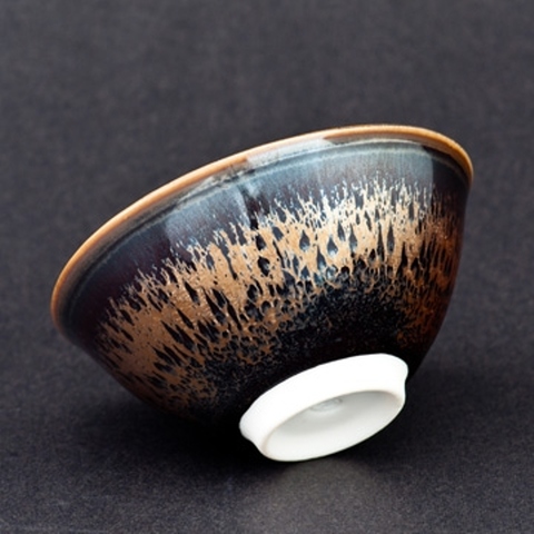 Obsidian Eye Glaze into gold _cup_ small