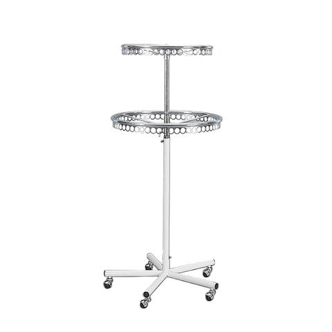 White base round rotating clothing display stand rack ...