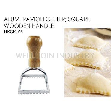 ALUM. RAVIOLI CUTTER; SQUARE  WOODEN HANDLE