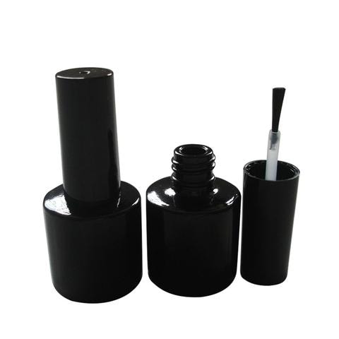 زجاجة ملمع أظافر جل سوداء مصنوعة من الزجاج  8 مل