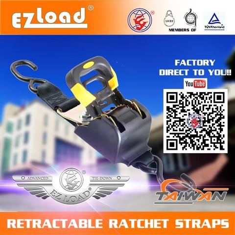 Quick Loader Retractable Automatic Adjusting Ratchet Tie Down Strap 3000 lbs