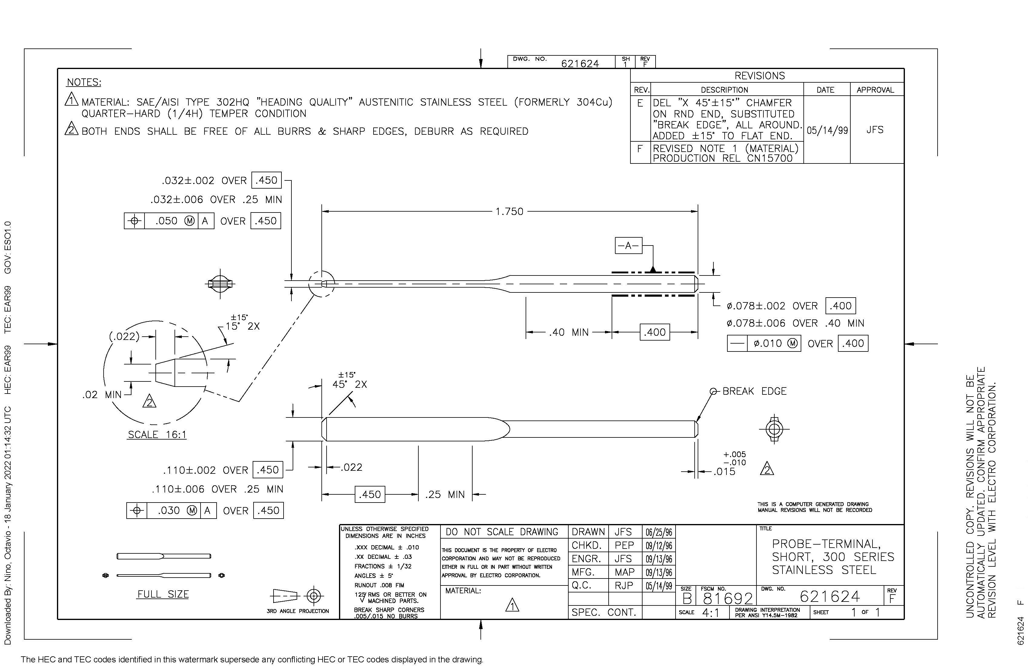 .078"1.75L,SUS304 PIN CNC PROCESS+ STAMPING PROCESS | Taiwantrade.com