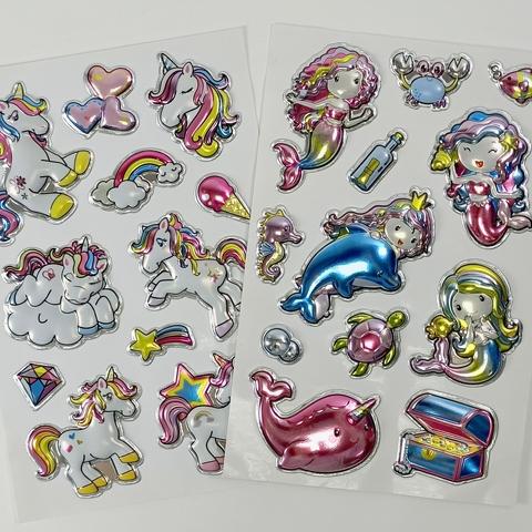 3D cartoon PVC stickers, POP-UP Foil stickers for kids