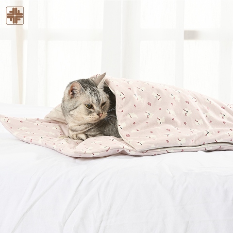 customized pattern rectangle pet bed cave with attached blanket cover