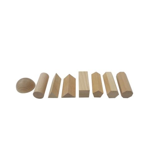 25mm, 8 Shapes Plain Wood Geo Blocks Set