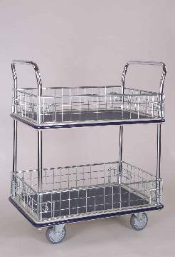 Two tiers platform hand trolley with iron net, capacity 200 kgs to 300 kgs