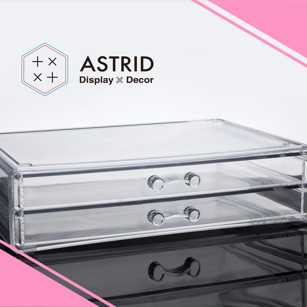 Large Clear Acrylic File Or Makeup Organizer With 2 Drawers
