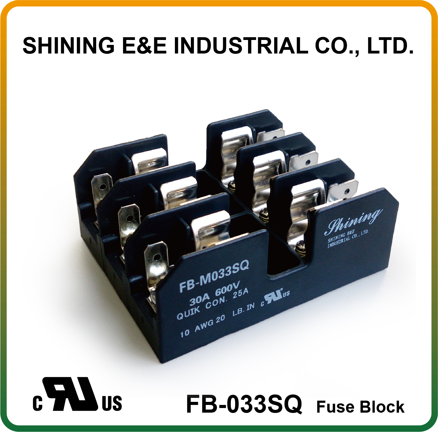 FB-M033SQ 600V 30Amp 1-Way UL 10x38 Ceramic Midget Fuse Block ...