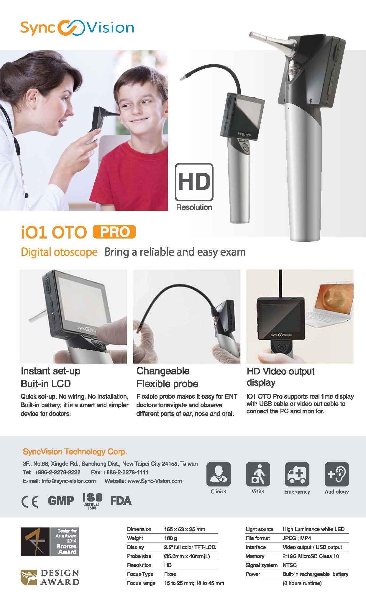 Digital Otoscope, SyncVision iO1 OTO Pro