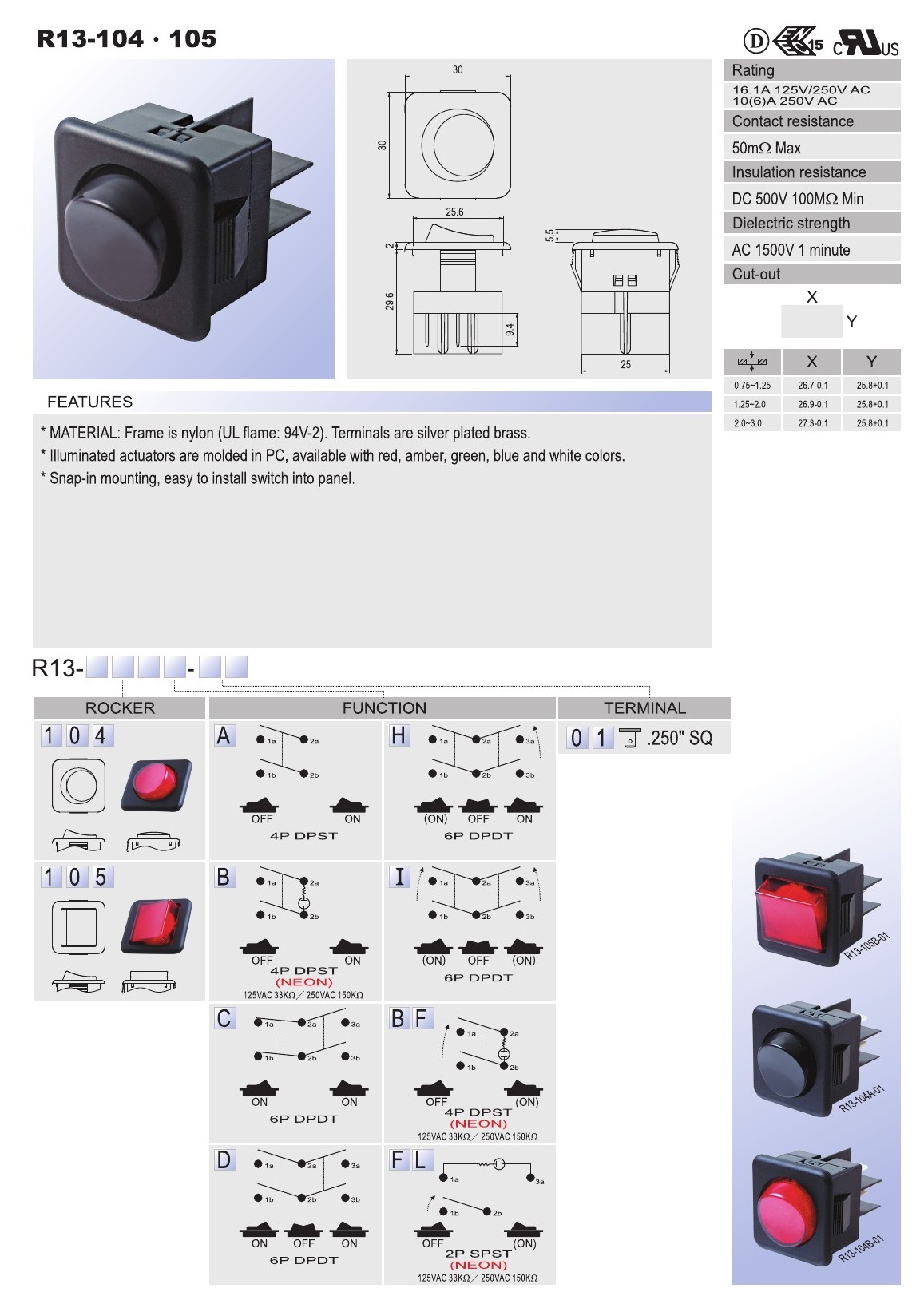 Rocker Switch AC SCI R13 104. 105 Taiwantrade